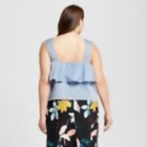 Who What Wear Chambray Ruffle Tank EUC Women’s XL - Picture 2 of 7